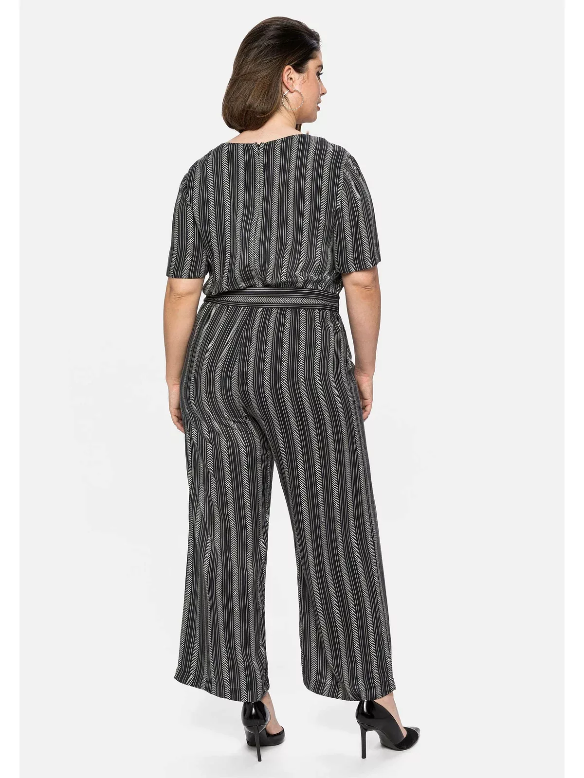 Sheego Jumpsuit "Große Größen", mit Streifen und betonter Taille günstig online kaufen