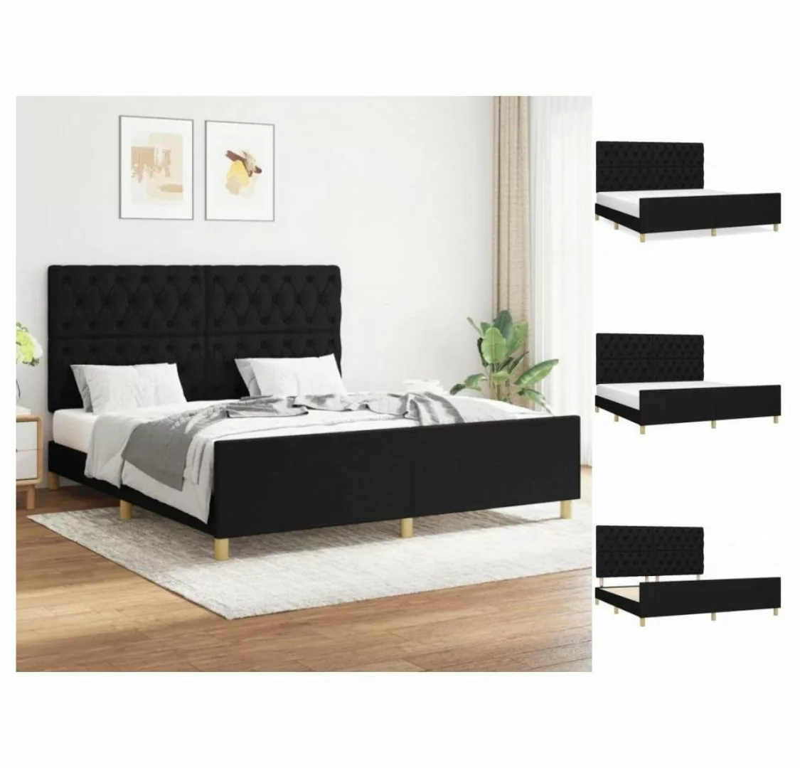 vidaXL Bettgestell Bettrahmen mit Kopfteil Schwarz 160x200 cm Stoff Bett Be günstig online kaufen