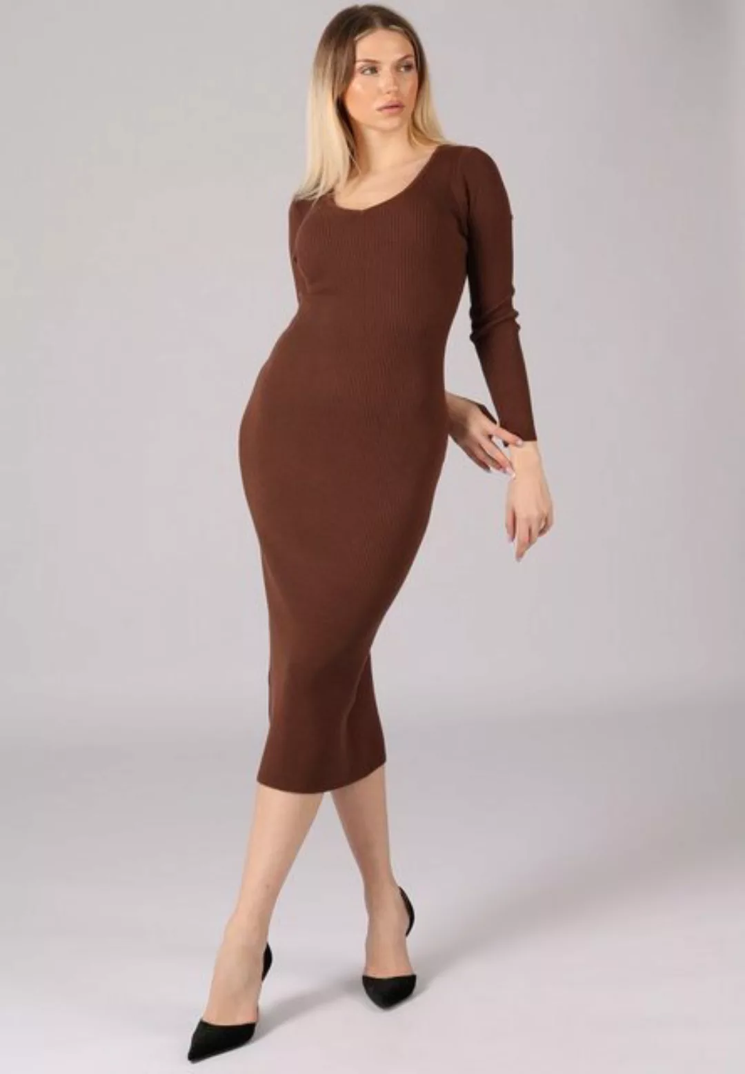 YC Fashion & Style Strickkleid Strickkleid mit V-Ausschnitt KNIT DRESS (1 - günstig online kaufen