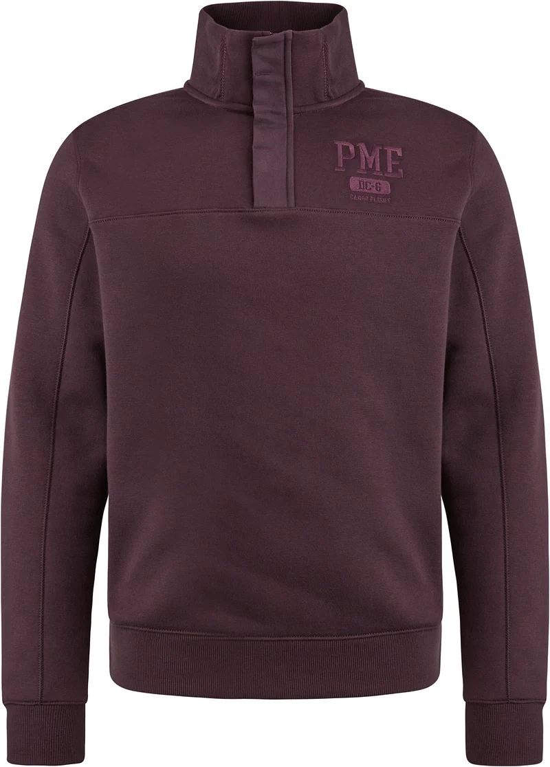 PME Legend Pullover mit halber Knopfleiste und Reißverschluss Bordeaux  - G günstig online kaufen