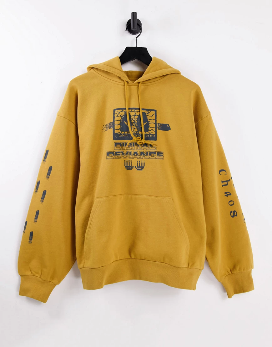 Carhartt WIP – Kapuzenpullover mit Digitalprint in Gelb günstig online kaufen