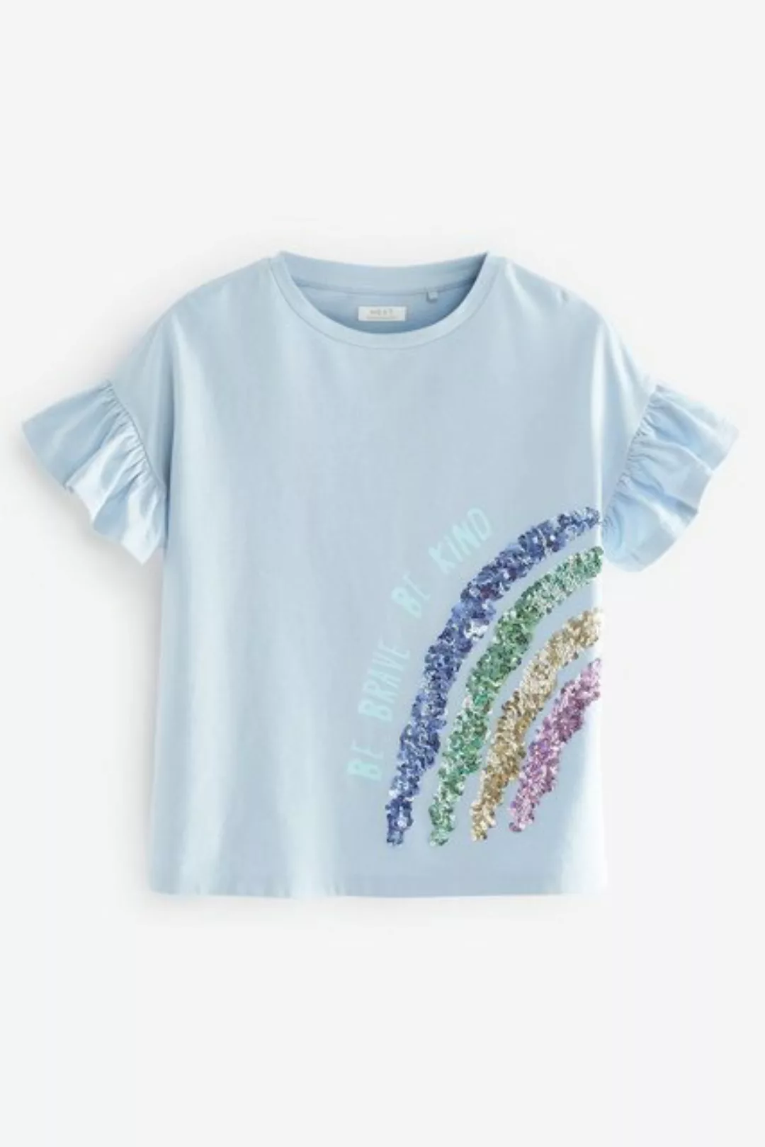 Next T-Shirt T-Shirt mit Rüschenärmeln und Paillettenregenbogen (1-tlg) günstig online kaufen