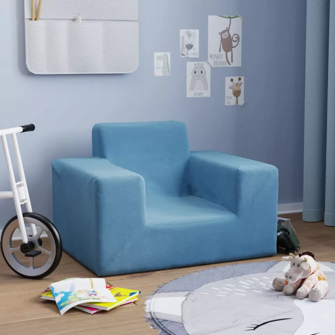 Vidaxl Kindersofa Blau Weich Plüsch günstig online kaufen