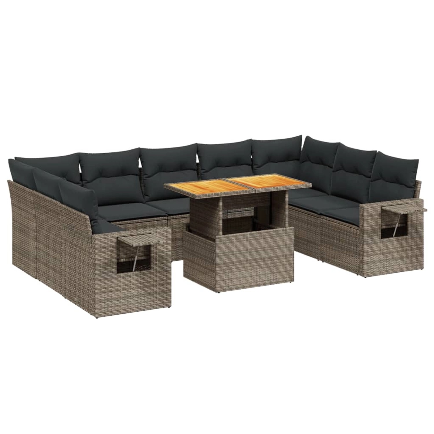 vidaXL 10-Tlg Garten-Sofagarnitur mit Kissen Grau Poly Rattan 3271900 günstig online kaufen