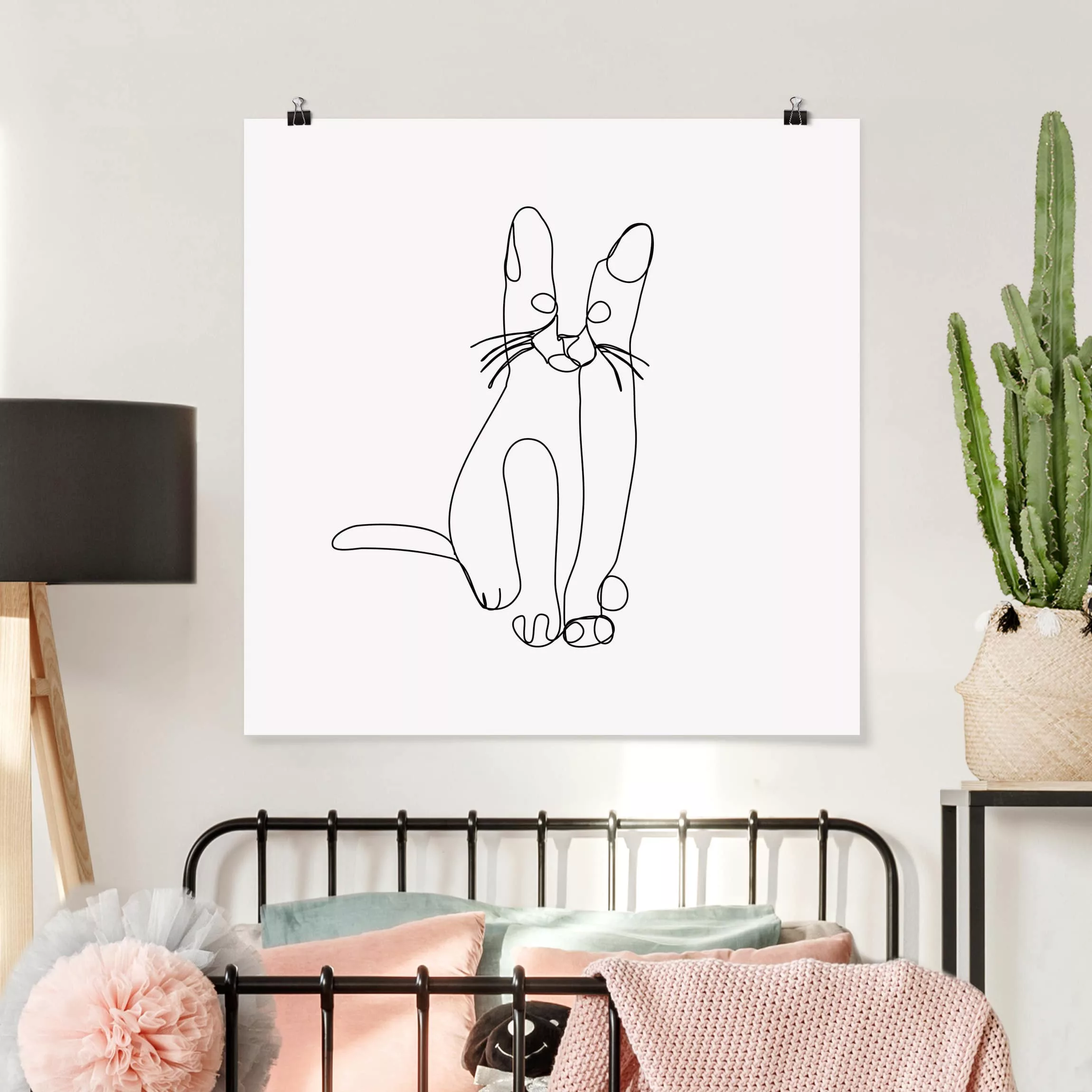 Poster Tiere - Quadrat Katze Line Art günstig online kaufen