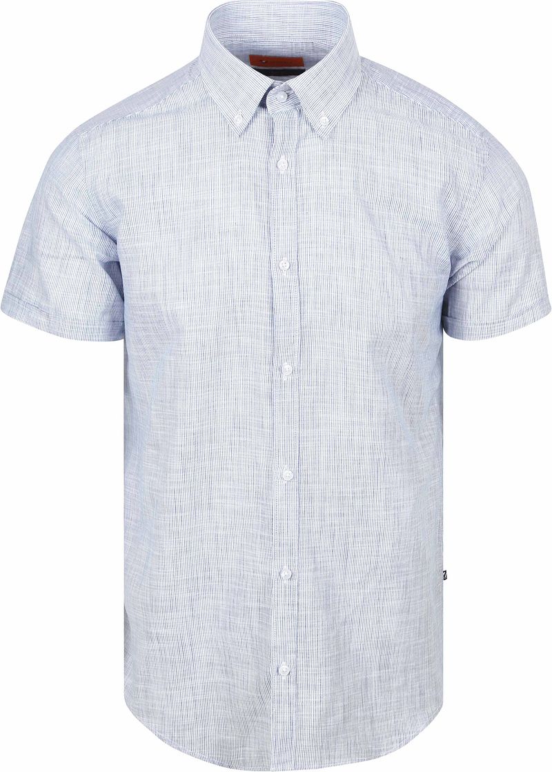 Suitable Short Sleeves Hemd Cotton Slub Streifen Blau - Größe L günstig online kaufen