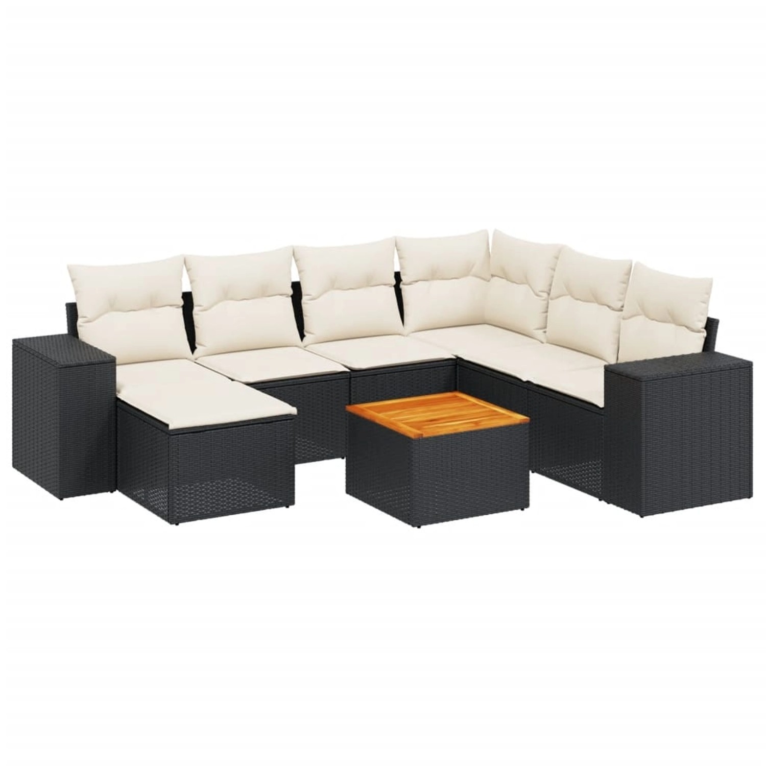 vidaXL 8-Tlg Garten-Sofagarnitur mit Kissen Schwarz Poly Rattan 3257890 günstig online kaufen
