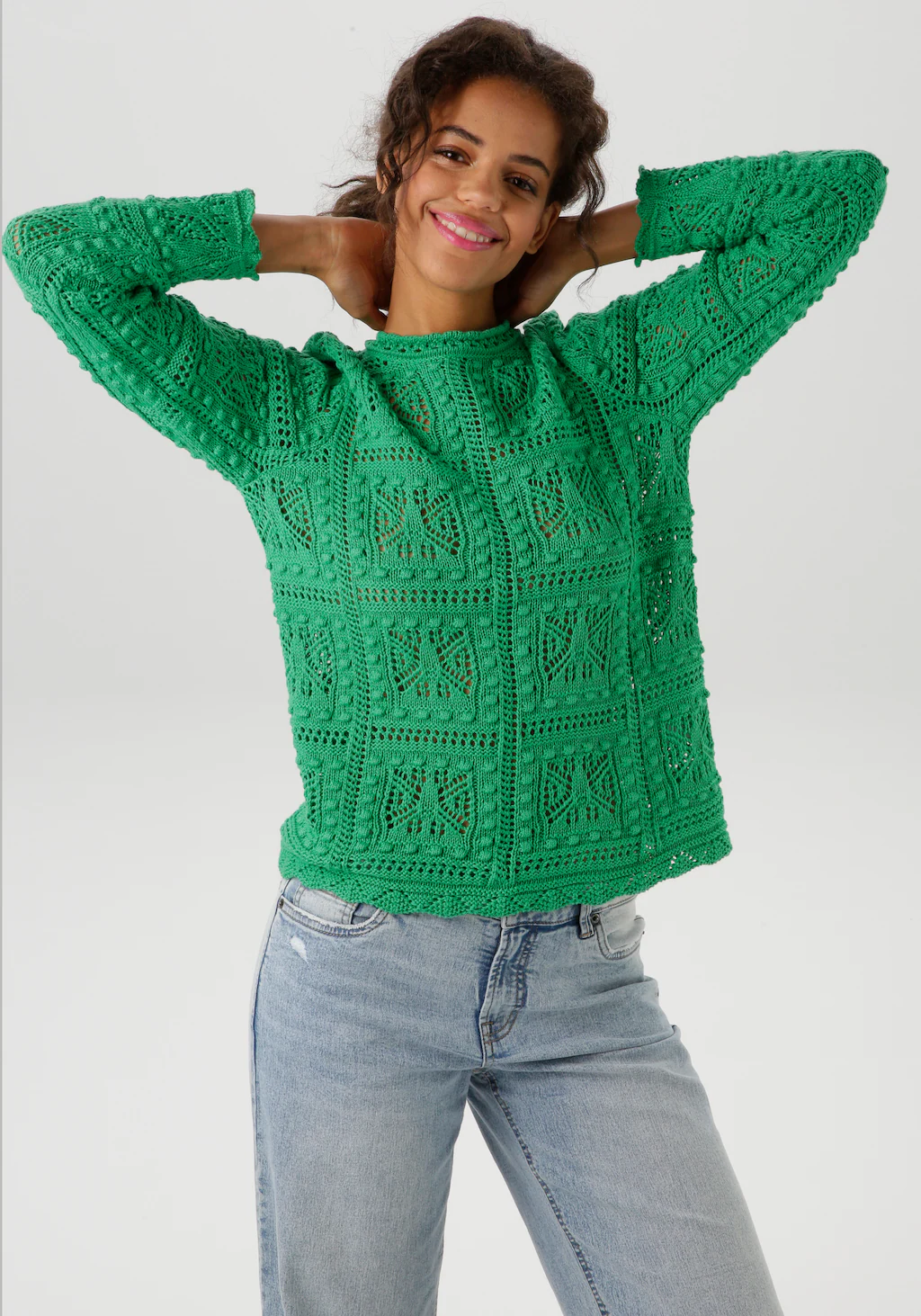 Aniston CASUAL Strickpullover, im attraktiven Ajour-Muster-Mix - NEUE KOLLE günstig online kaufen