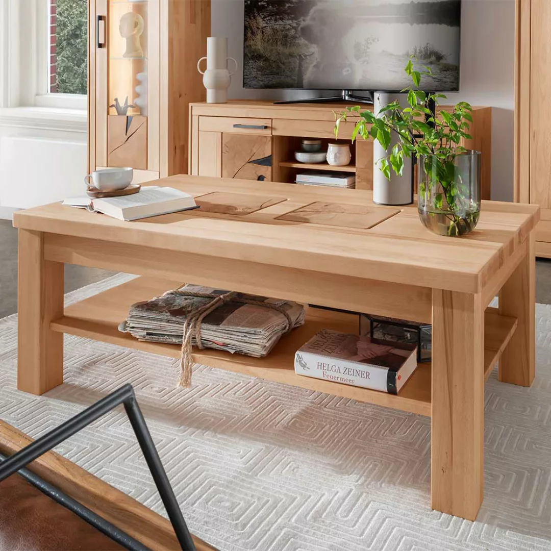 Tisch Massivholz Wohnzimmer aus Kernbuche Ablage günstig online kaufen