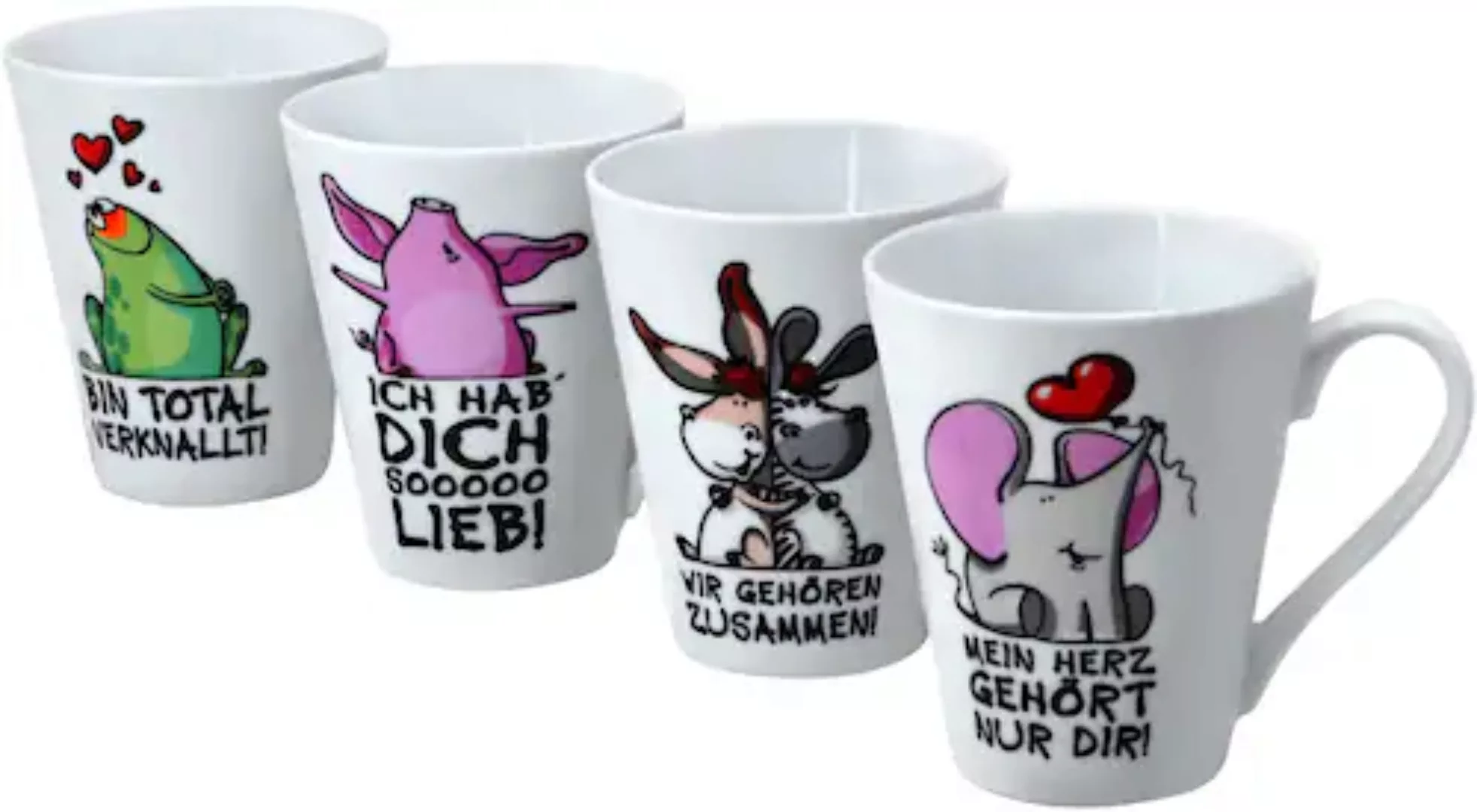 Retsch Arzberg Becher »Tierisch«, (Set, 4 tlg.), mit 4 Dekore-Sprüchen, 4-t günstig online kaufen