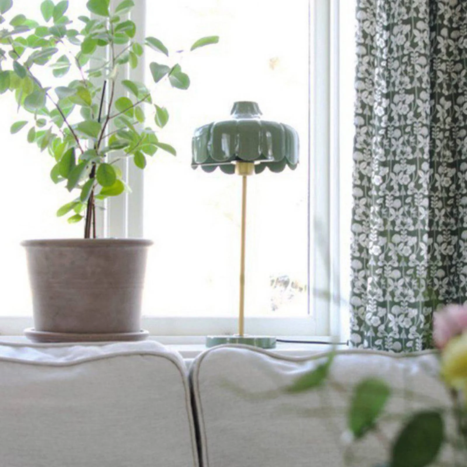PR Home Tischleuchte Wells, grün/goldfarben, Höhe 50 cm günstig online kaufen