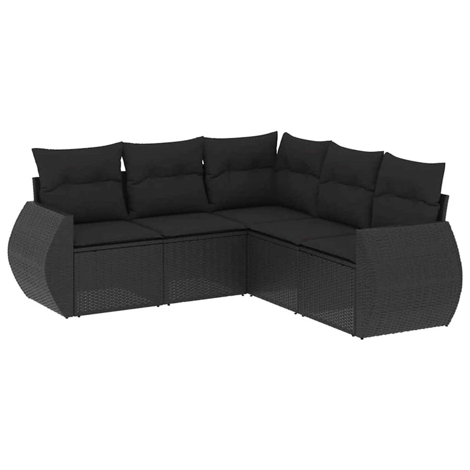 vidaXL 5-Tlg Garten-Sofagarnitur mit Kissen Schwarz Poly Rattan 3253682 günstig online kaufen