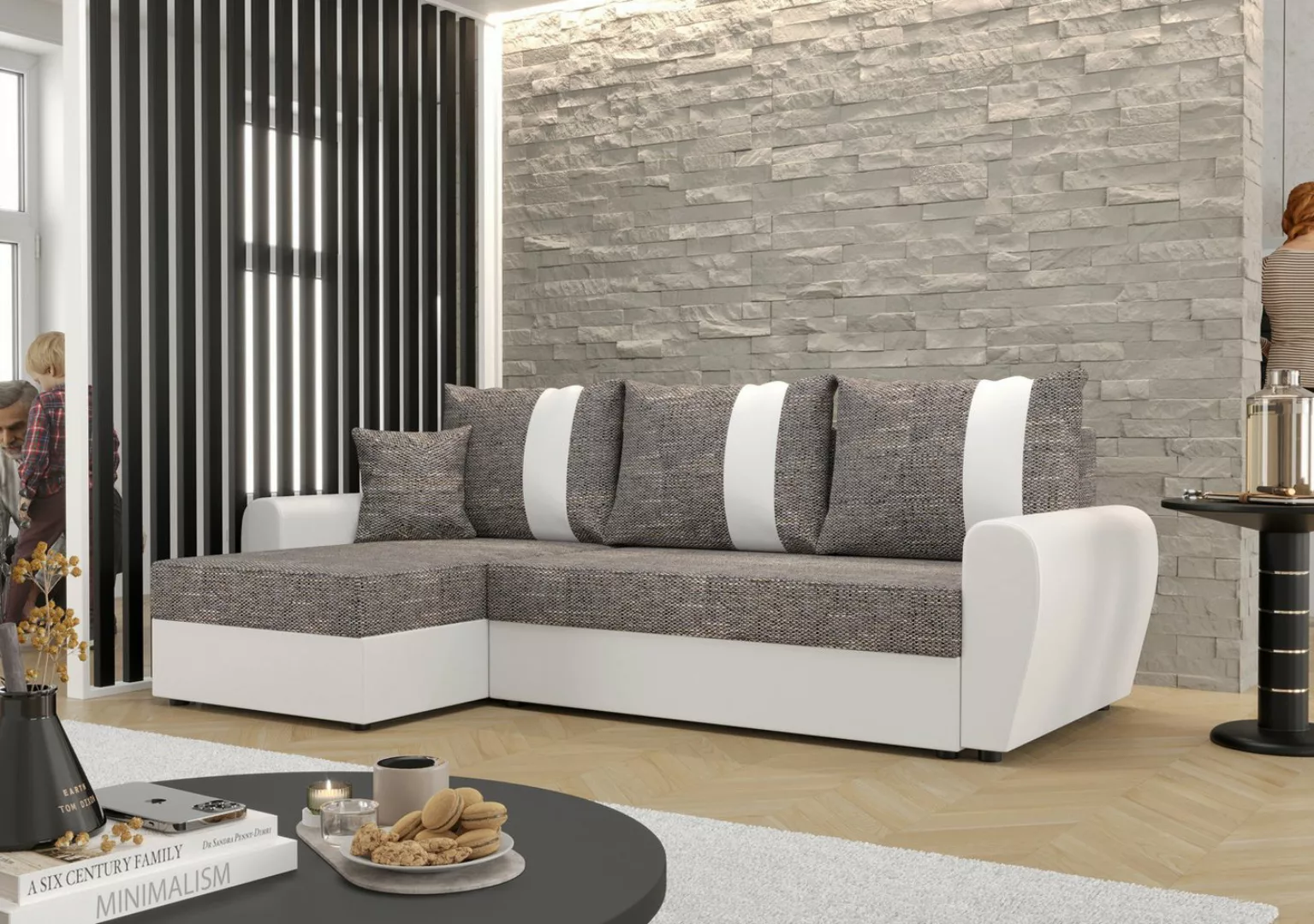 ALTDECOR Ecksofa DAVIS, Couch mit Schlaffunktion, Stauraum Wohnlandschaft F günstig online kaufen