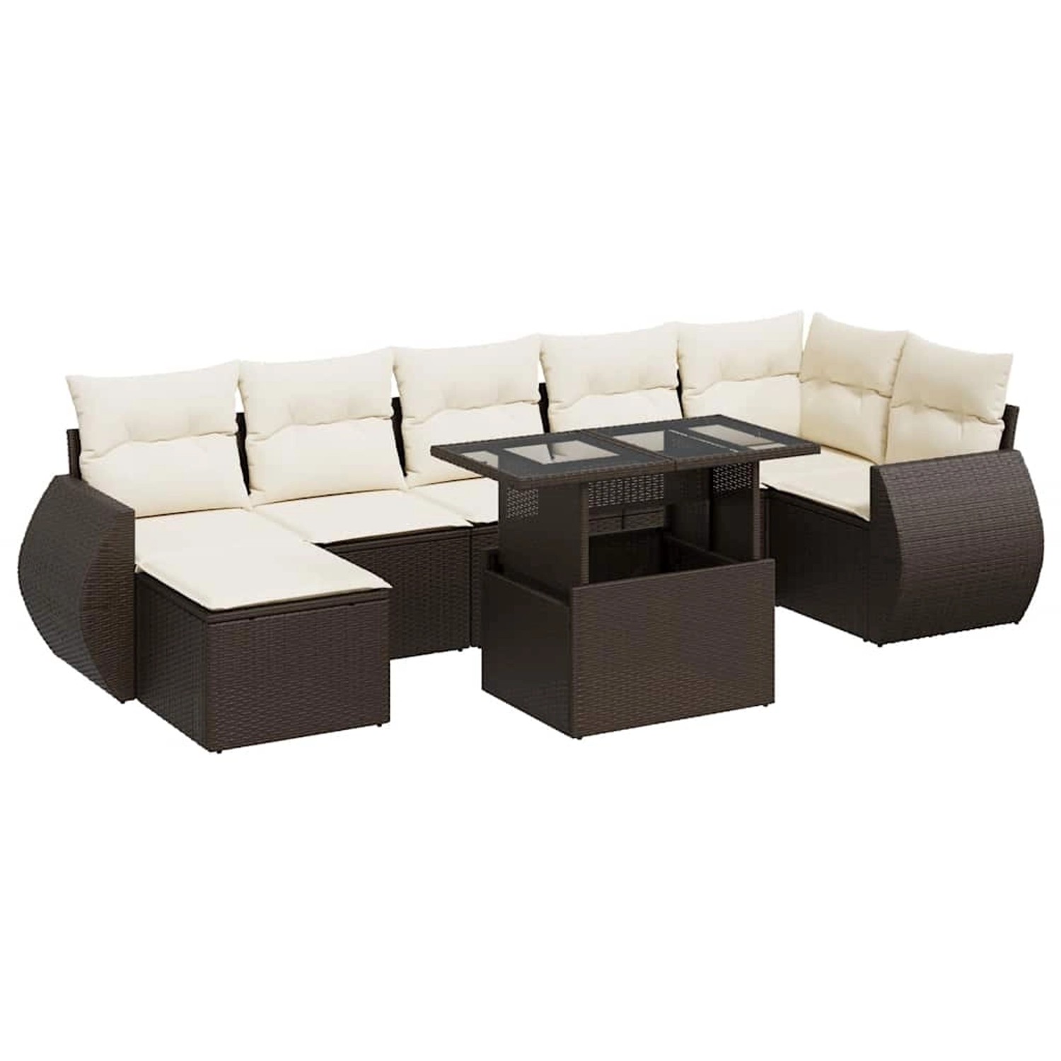 vidaXL 8-Tlg Garten-Sofagarnitur mit Kissen Braun Poly Rattan 3326684 günstig online kaufen
