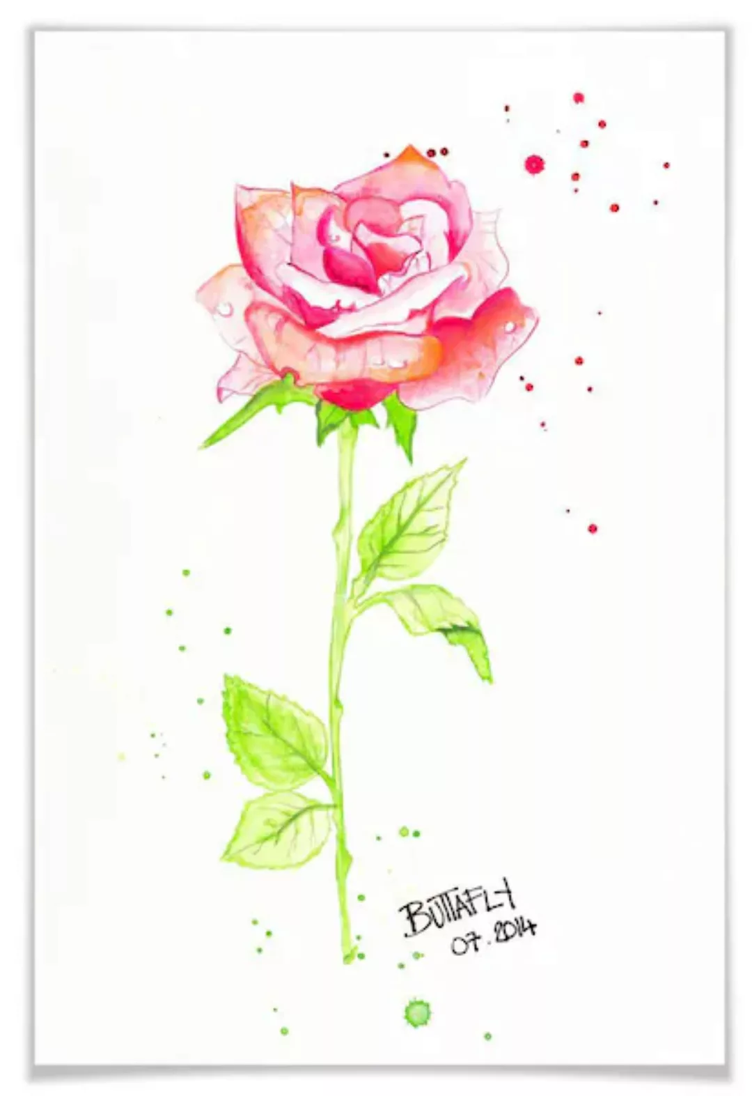 Wall-Art Poster »Rose«, Blumen, (1 St.), Poster ohne Bilderrahmen günstig online kaufen