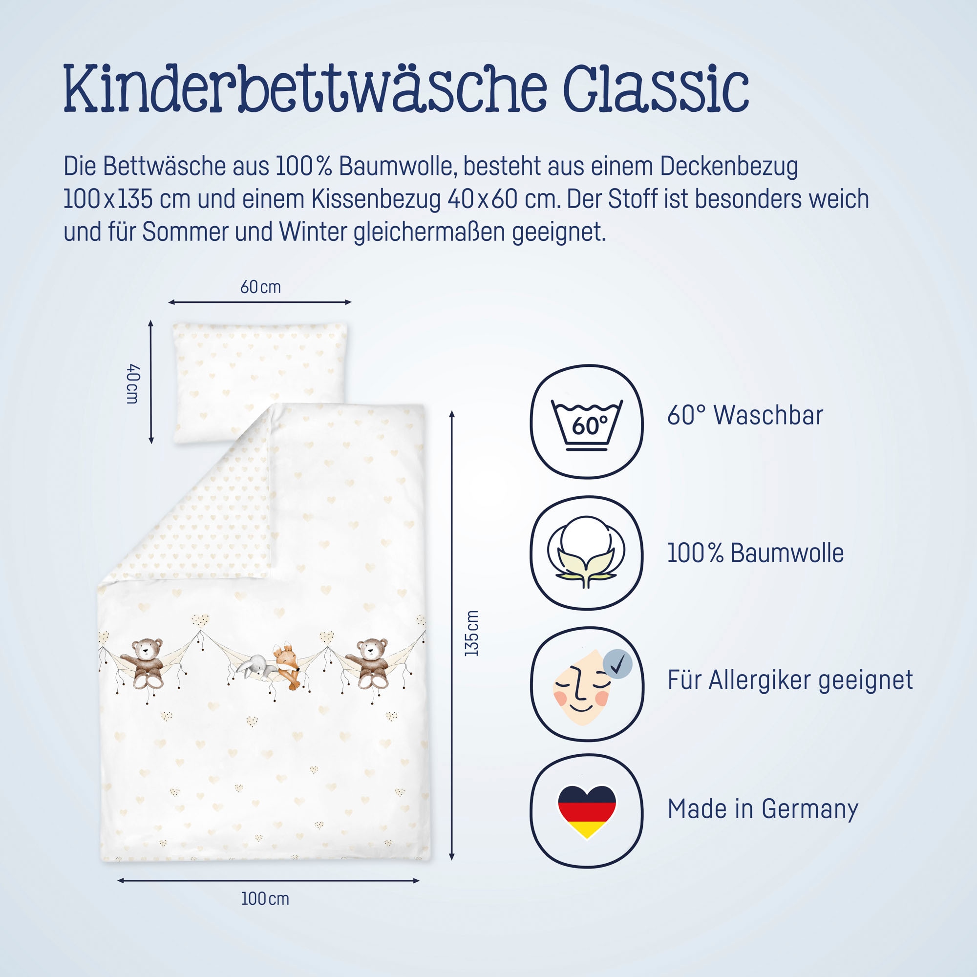 Julius Zöllner Kinderbettwäsche »Schlummerbande, 80x80 cm für Wiegen, Stube günstig online kaufen