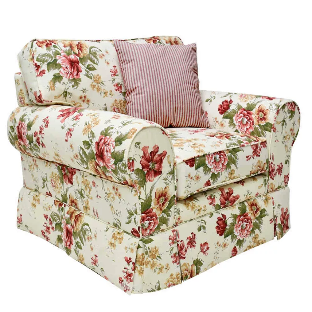 Wohnzimmer Sessel im Landhausstil Blumen Motiv günstig online kaufen