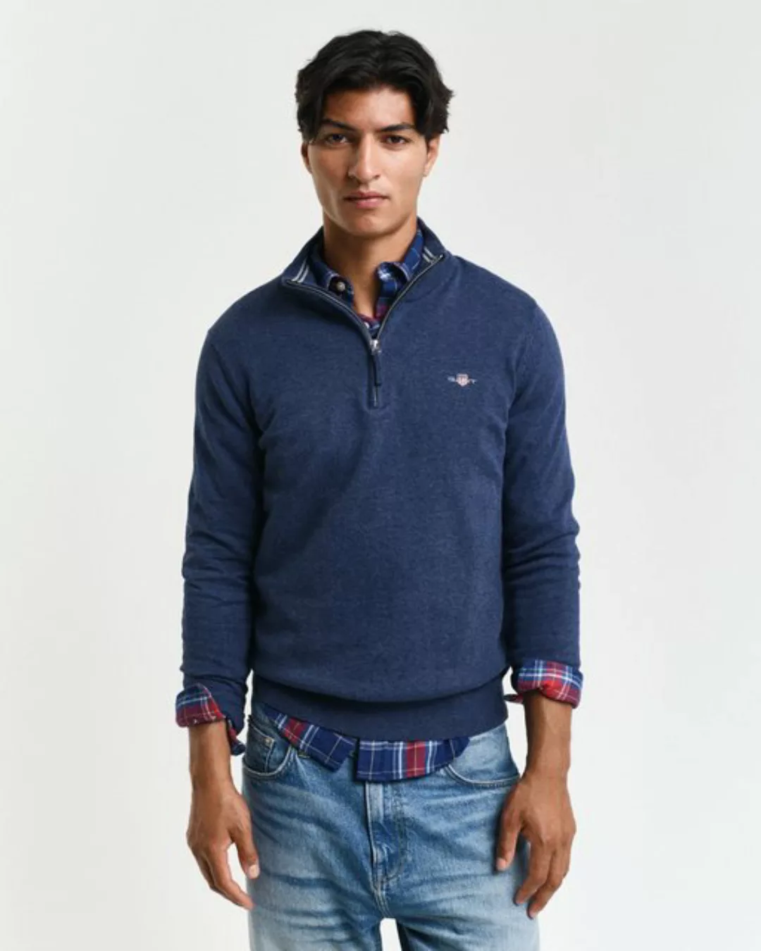 Gant Troyer CLASSIC COTTON HALF ZIP mit gerippten Details günstig online kaufen