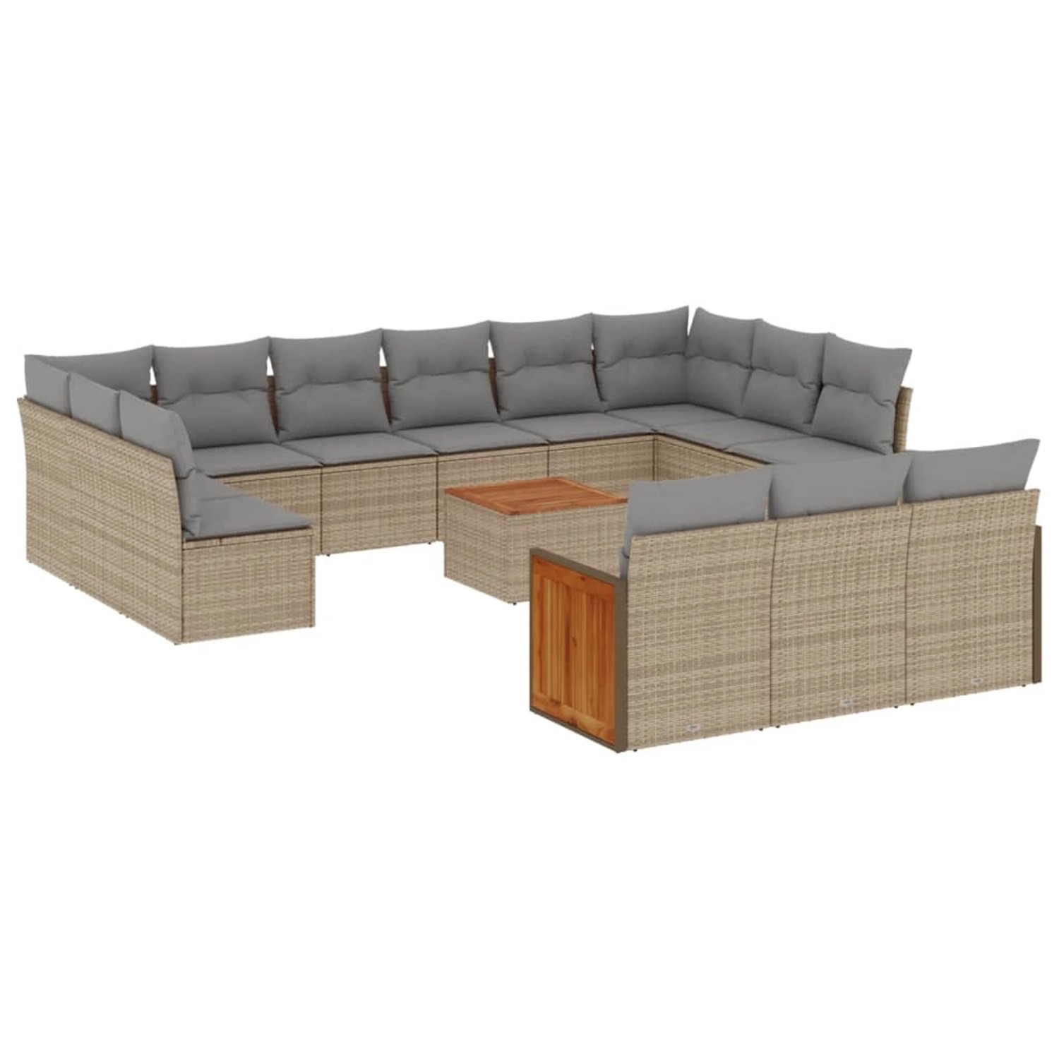vidaXL 14-Tlg Garten-Sofagarnitur mit Kissen Beige Poly Rattan 3260547 günstig online kaufen