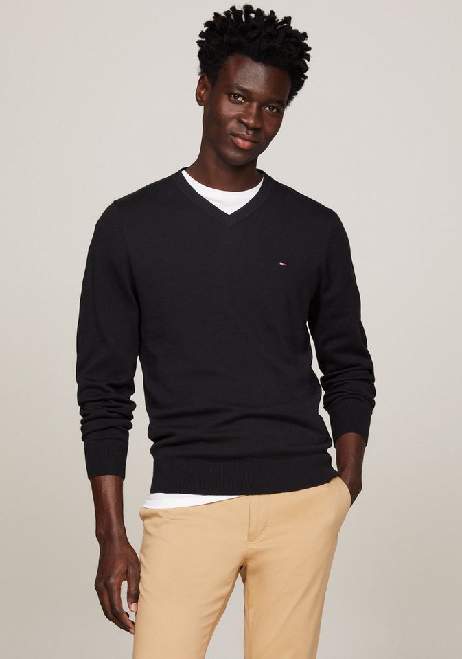 Tommy Hilfiger V-Ausschnitt-Pullover CLASSIC COTTON V NECK günstig online kaufen