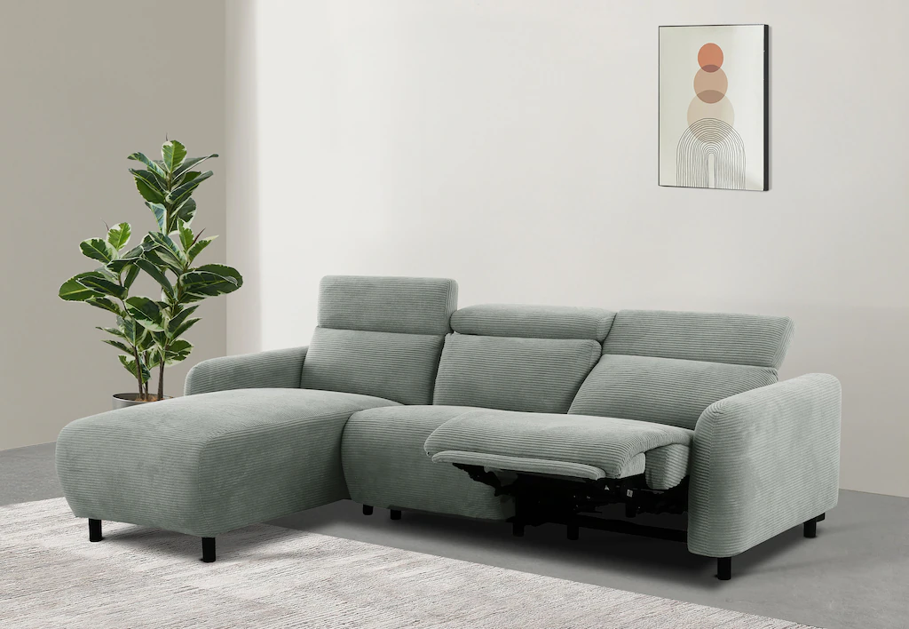 Home affaire Ecksofa "SKAANE in Cord, L-Form, 274 cm, manuelle u. elektrisc günstig online kaufen