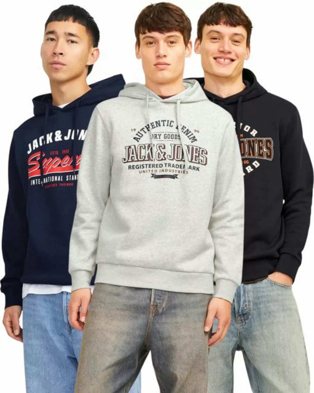 Jack & Jones Kapuzensweatshirt modische Hoodies mit Logoprint (Spar-Set, 3e günstig online kaufen