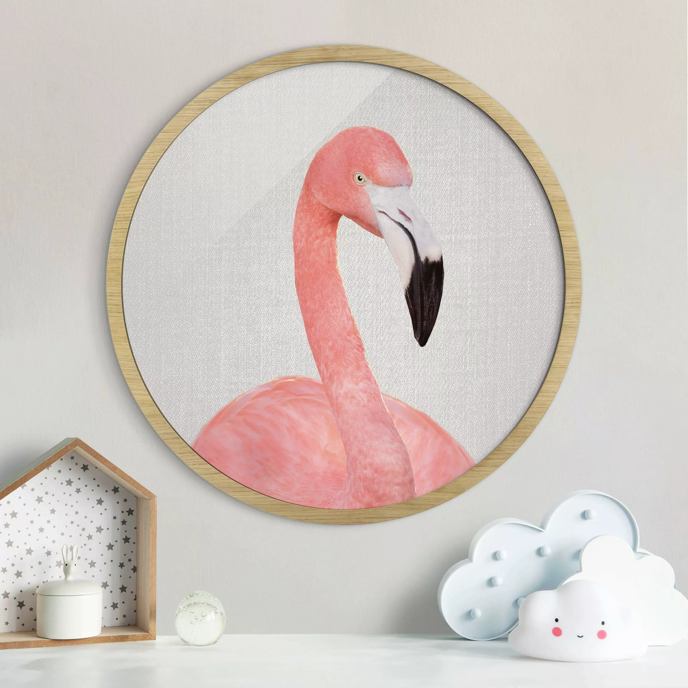 Rundes Gerahmtes Bild Flamingo Fabian günstig online kaufen