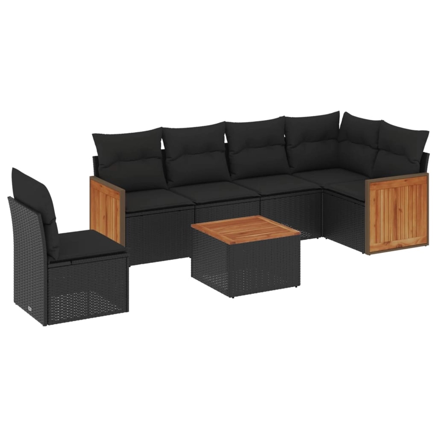 vidaXL 7-Tlg Garten-Sofagarnitur mit Kissen Schwarz Poly Rattan 3227700 günstig online kaufen