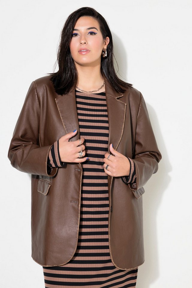 Studio Untold Blusenblazer Blazer Oversize-Shape Lederoptik Used-Look günstig online kaufen