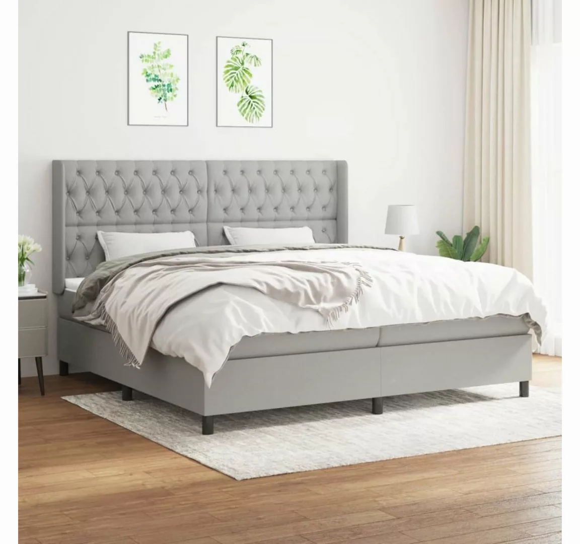 furnicato Bett Boxspringbett mit Matratze Hellgrau 200x200 cm Stoff günstig online kaufen