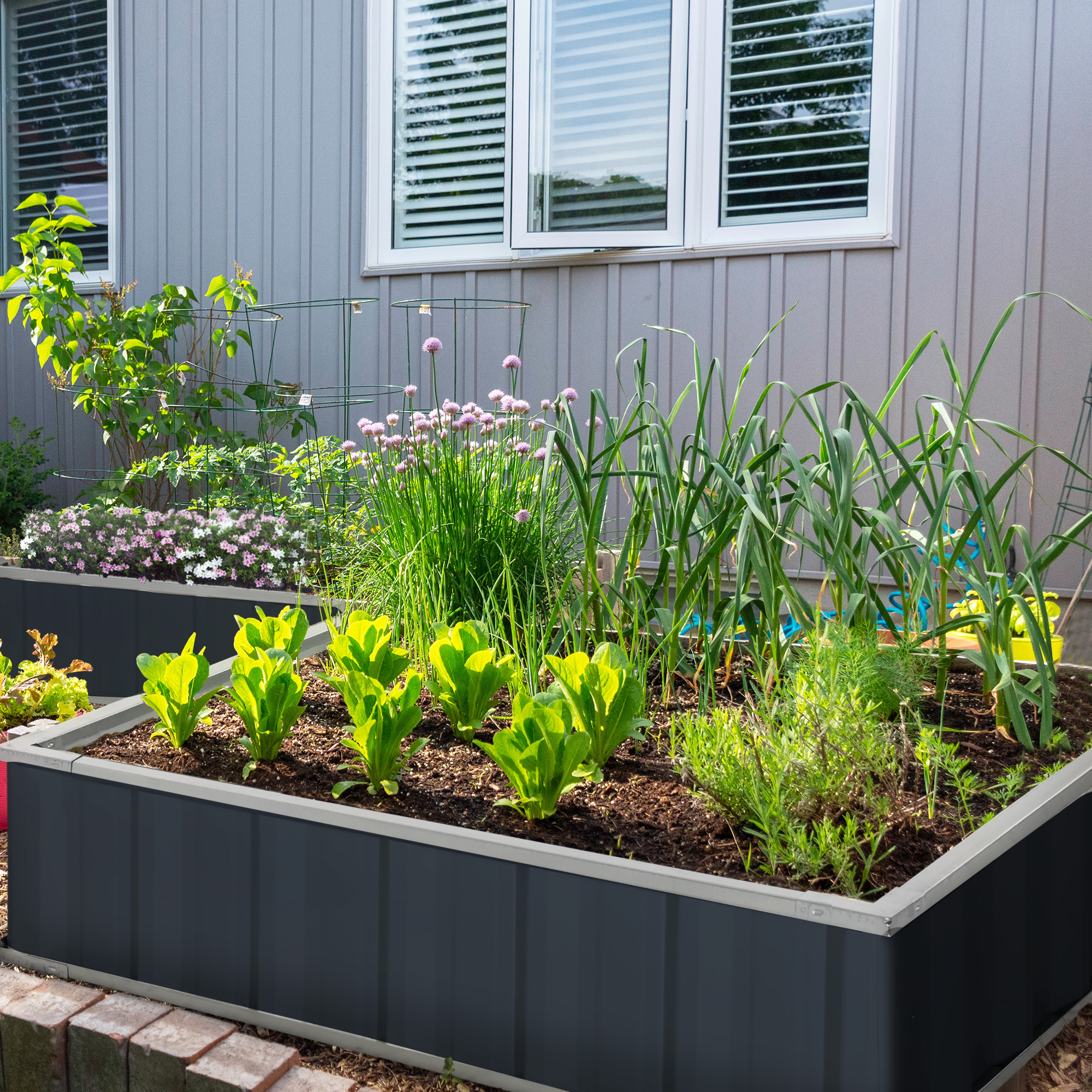 Outsunny Gartenbeet aus Stahl mit offenem Boden, Werkzeuglose Montage, Pfla günstig online kaufen