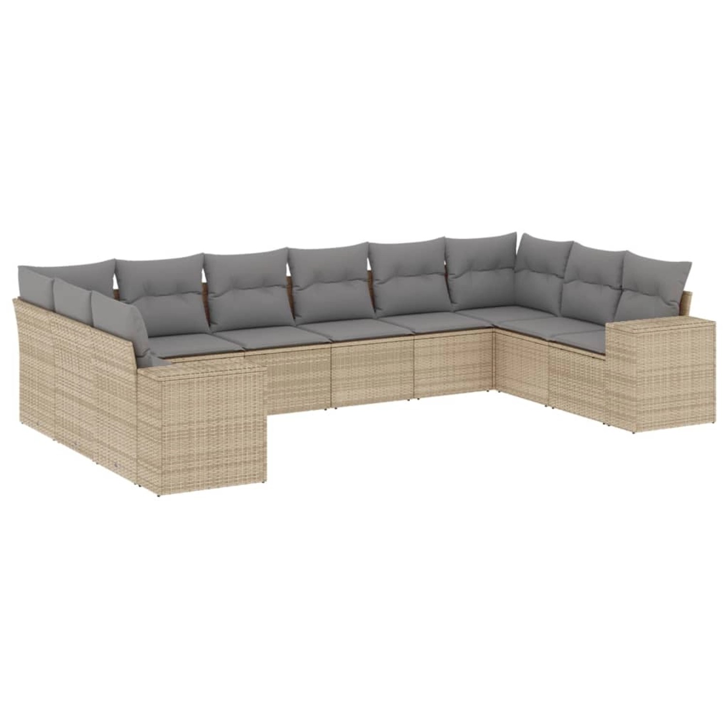 vidaXL 10-Tlg Garten-Sofagarnitur mit Kissen Beige Poly Rattan 3223068 günstig online kaufen