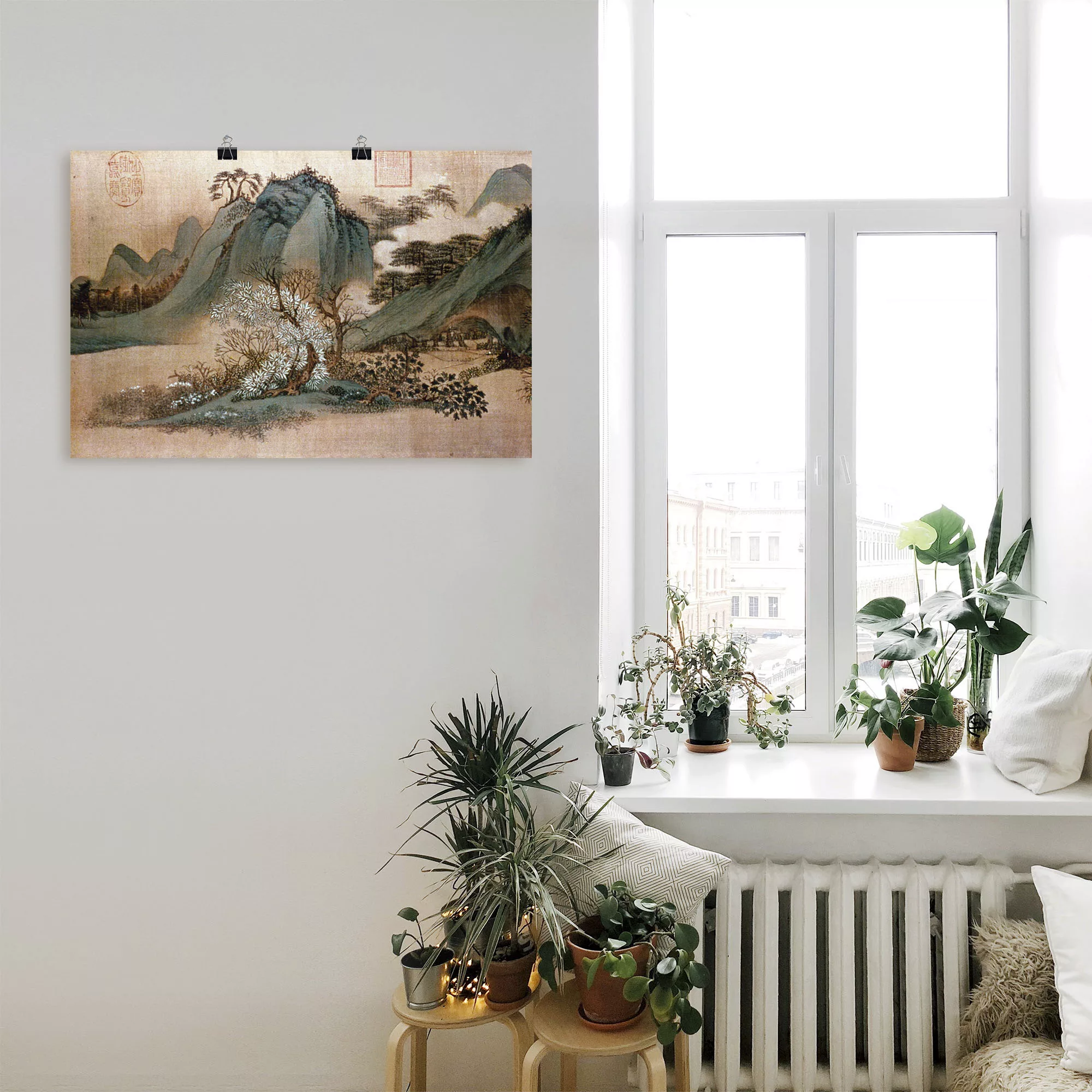 Artland Wandbild "Weiße Wolken und grüne Berge", Asien, (1 St.), als Leinwa günstig online kaufen
