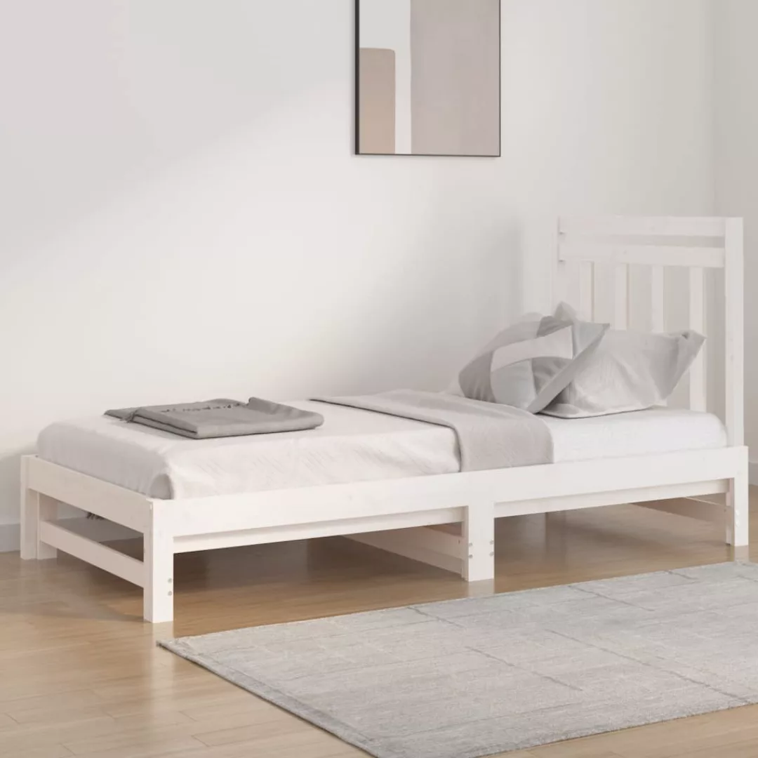 Vidaxl Tagesbett Ausziehbar Weiß 2x(90x190) Cm Massivholz Kiefer günstig online kaufen