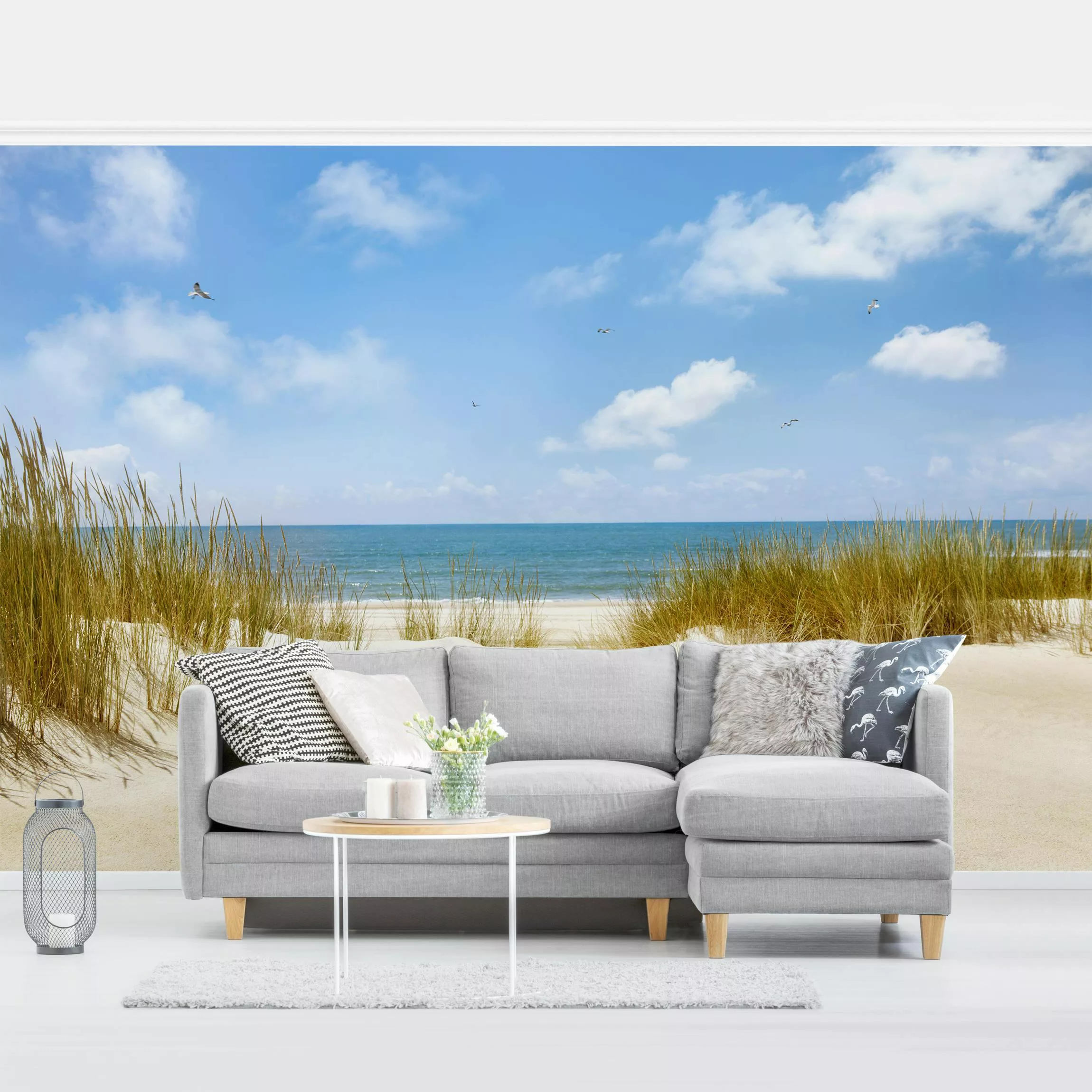 Bilderwelten Fototapete Strand Strand an der Nordsee creme Gr. 192 x 192 günstig online kaufen
