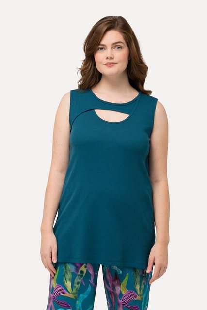 Ulla Popken Longtop Top Rippjersey Rundhals ärmellos Biobaumwolle günstig online kaufen