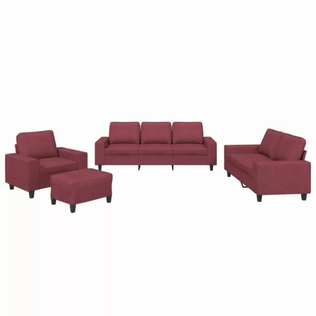 vidaXL Sofa 4-tlg. Sofagarnitur Weinrot Stoff günstig online kaufen