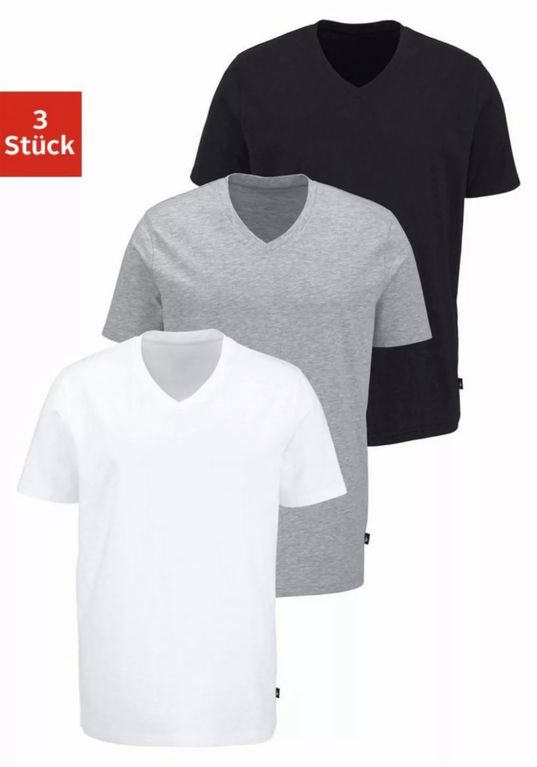 Bruno Banani T-Shirt (3-tlg., 3er-Pack) mit V-Ausschnitt, perfekte Passform günstig online kaufen