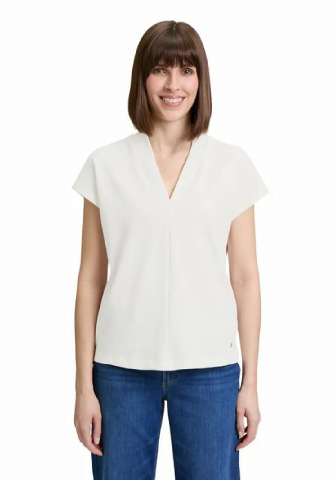 Betty&Co Kurzarmshirt Betty & Co Casual-Shirt mit V-Ausschnitt (1-tlg) Stru günstig online kaufen