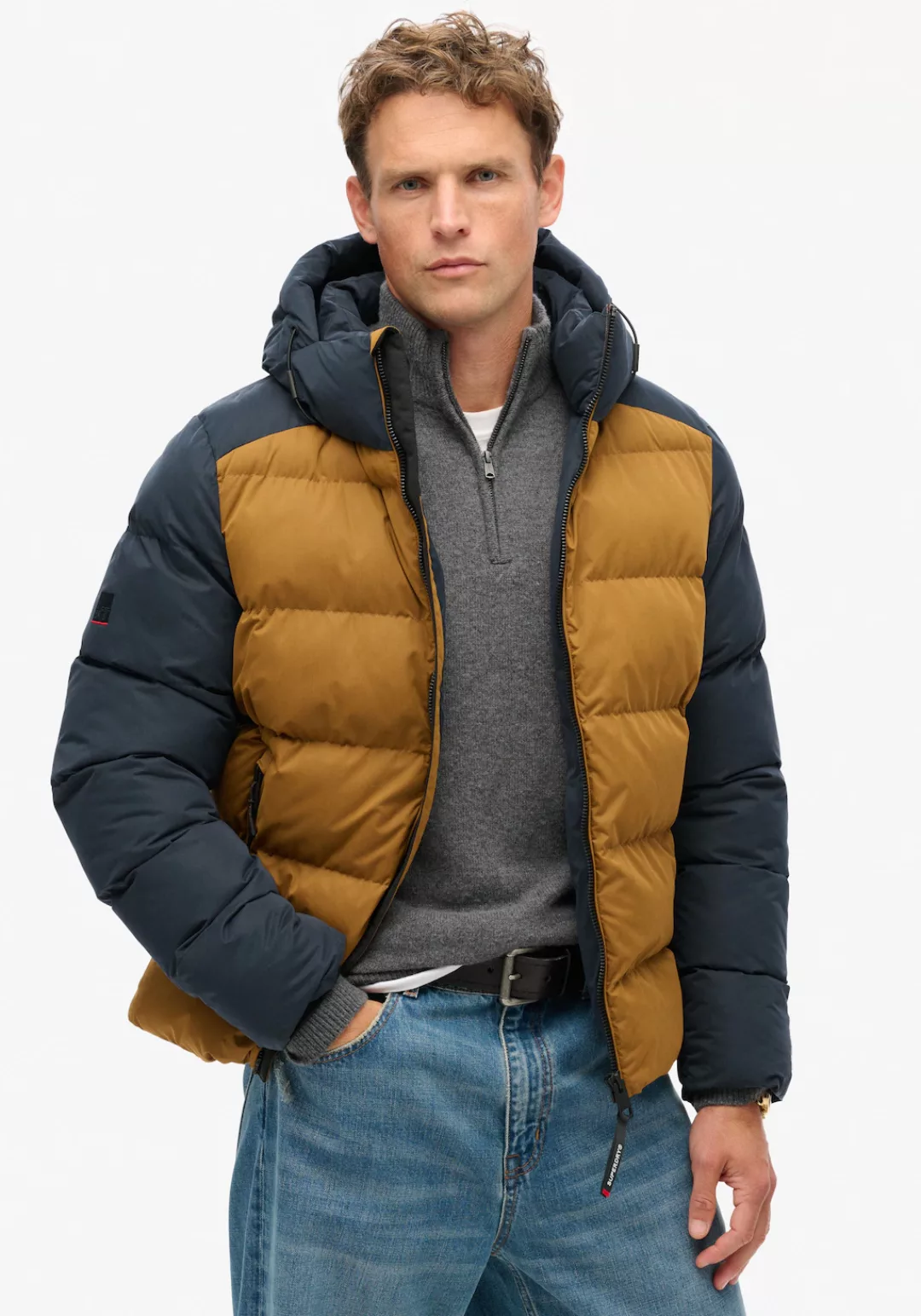 Superdry Steppjacke "HOOD COLOUR BLOCK SPORT PUFFER", mit Kapuze günstig online kaufen