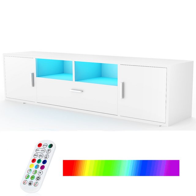 kehot TV-Schrank Fernsehkommode, TV Board Hochglanz, mit 16 Farben LED Bele günstig online kaufen