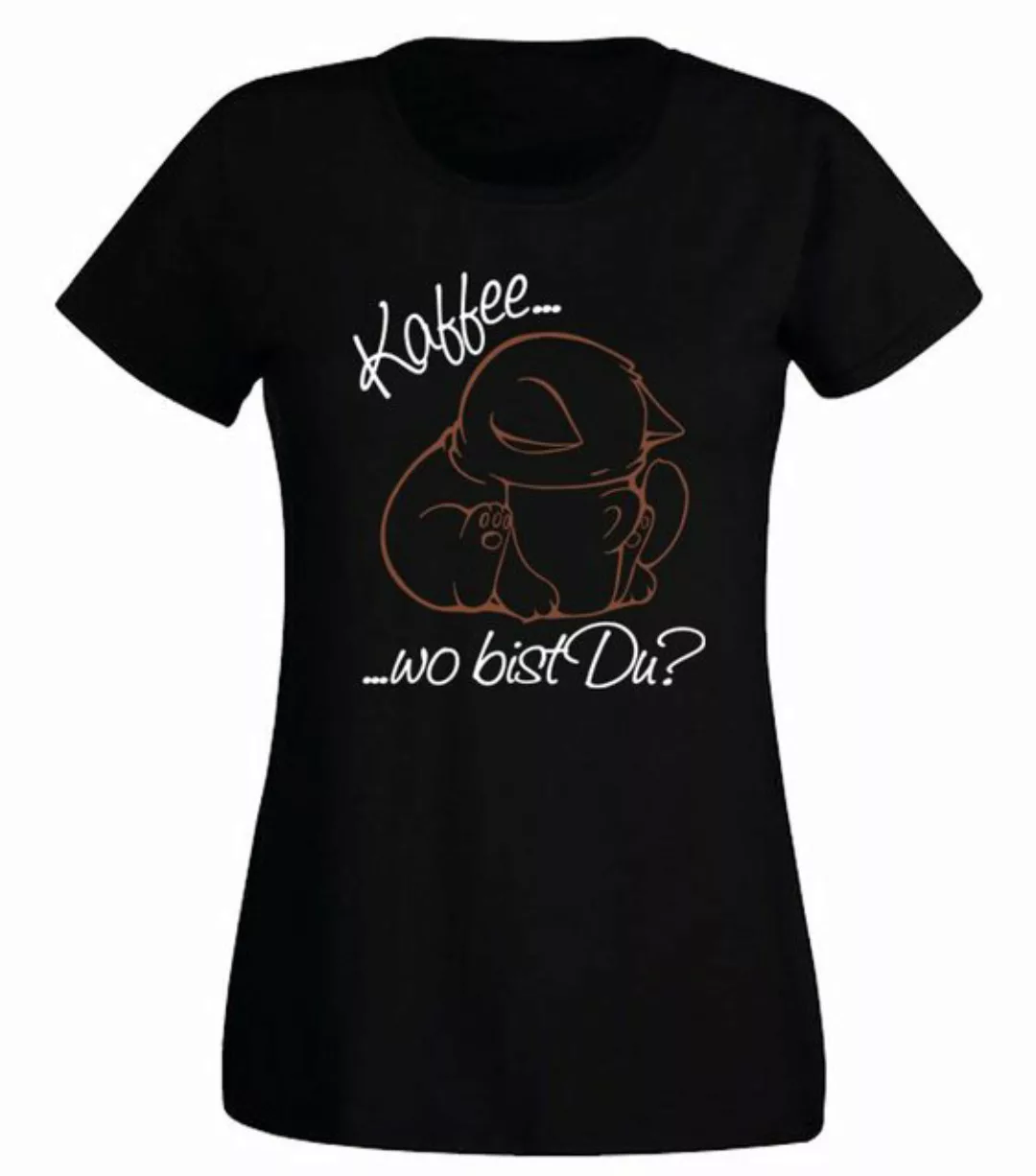 G-graphics T-Shirt Damen T-Shirt - Kaffee… wo bist Du? Slim-fit, mit Frontp günstig online kaufen