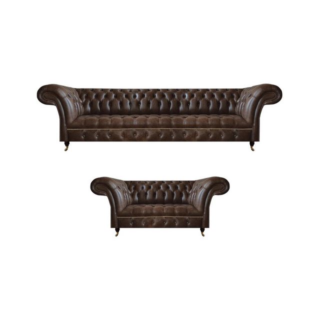 JVmoebel Sofa Braune Chesterfield Kunstleder Sofas Designer Wohnzimmer Couc günstig online kaufen