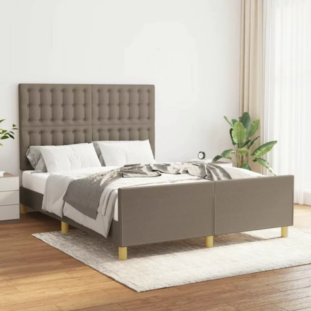 vidaXL Bettgestell Bettrahmen mit Kopfteil Taupe 140x200 cm Stoff Bett Bett günstig online kaufen