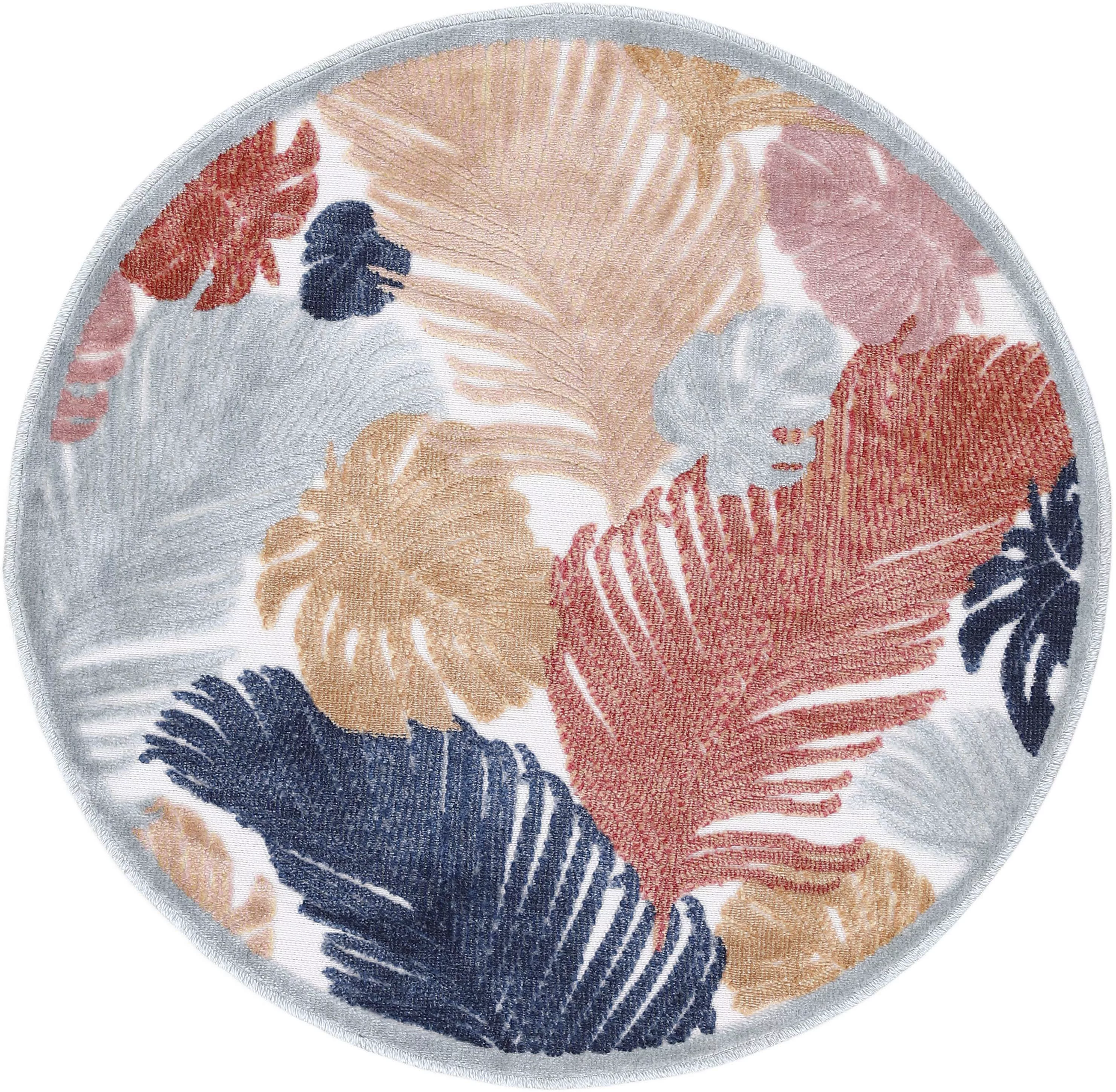 carpetfine Teppich »Deja 104«, rund, robustes Flachgewebe, Motiv- Floral Pa günstig online kaufen