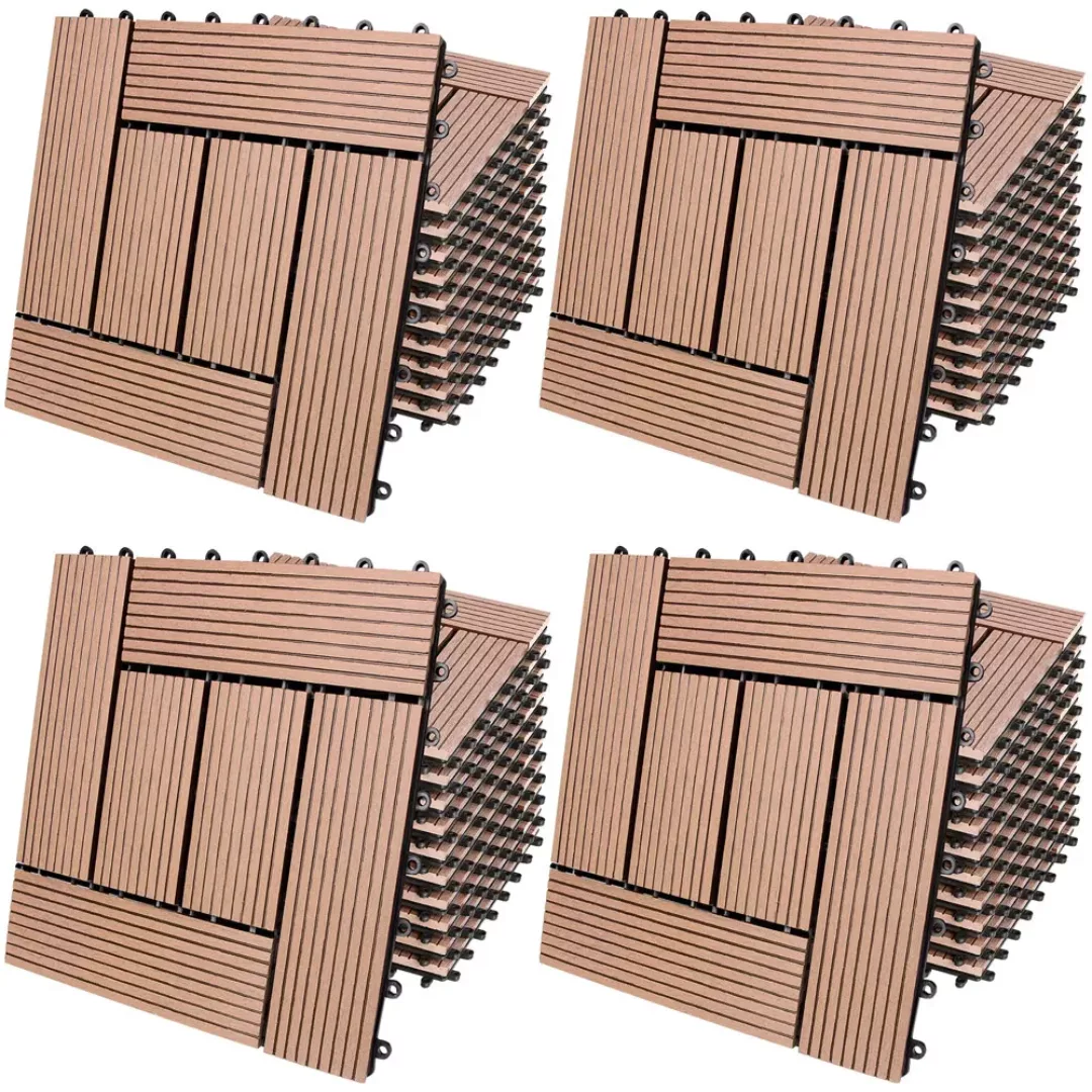Casaria Holzfliesen 44x Mosaik Terrakotta, Terrassenfliesen günstig online kaufen