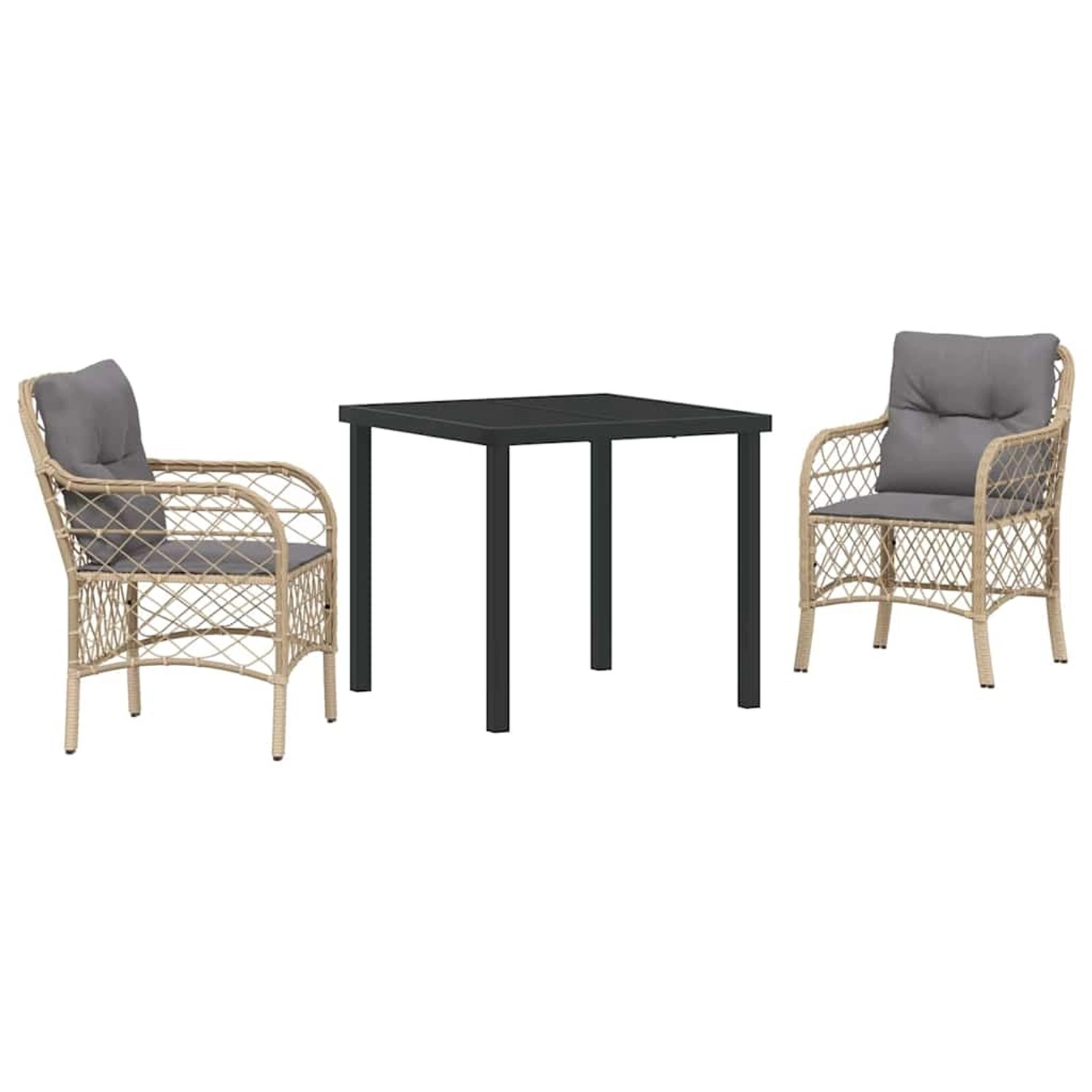 vidaXL Garten Essgruppe mit Kissen 3-Tlg Beige Poly Rattan 3380232 günstig online kaufen