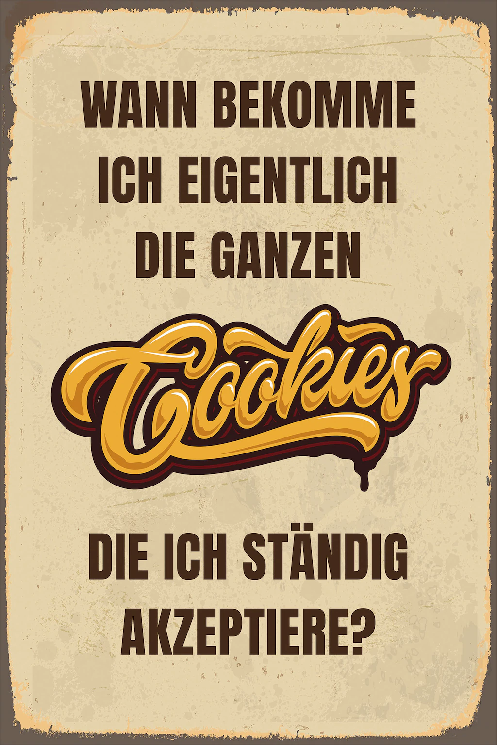 queence Metallbild "Cookies", Schriftzüge-Schriftzug, (1 St.), Stahlschild, günstig online kaufen