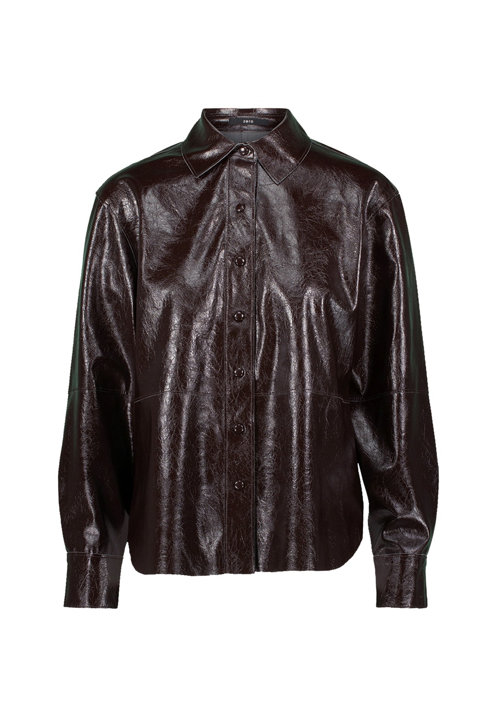Zero Hemdbluse "zero Damen Hemdbluse im Lederlook Knopfleiste" günstig online kaufen