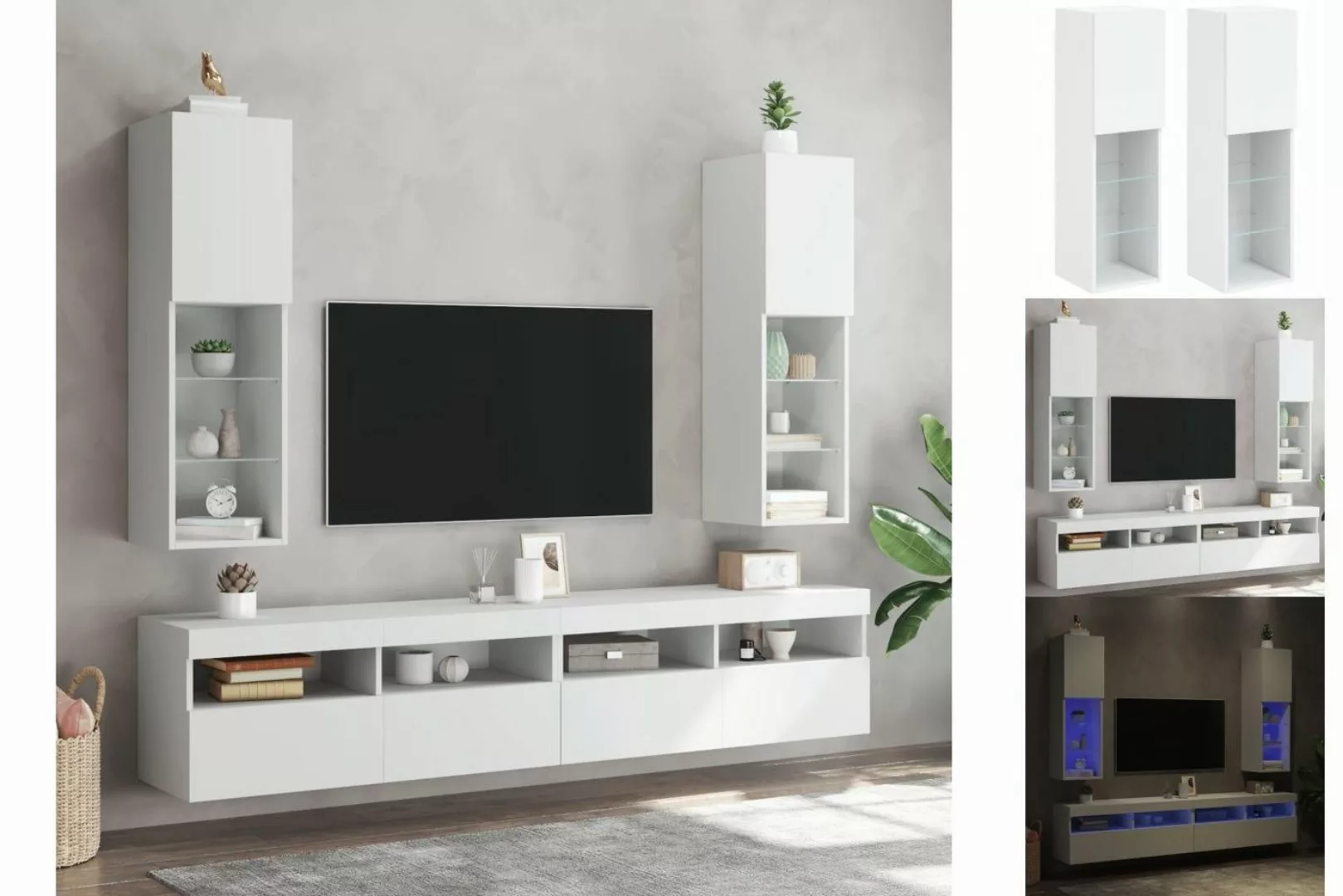 vidaXL TV-Schrank TV-Schränke mit LED-Leuchten 2 Stk Weiß 30,5x30x102 cm günstig online kaufen